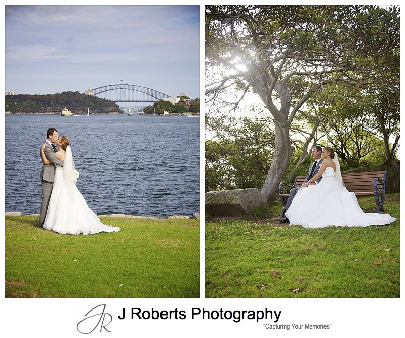 Couple kissing with scenery of Clarkes Point Woolwich - wedding photography sydney